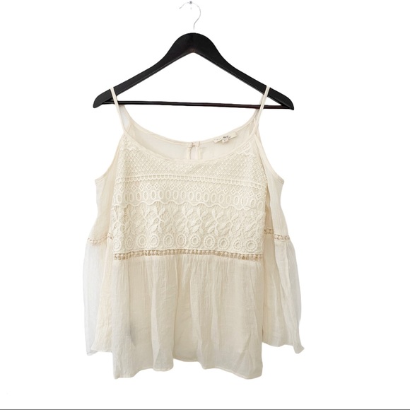 Rebellion Tops - Rebellion Cream Embroidered Cold Shoulder Blouse